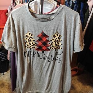 Gray Merry Christmas Graphic Tee